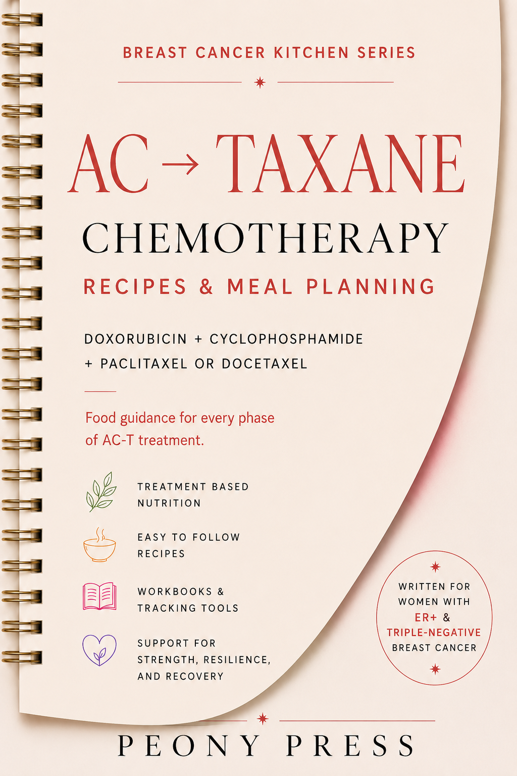 AC-T Chemotherapy cookbook cover in the Breast Cancer Kitchen Series