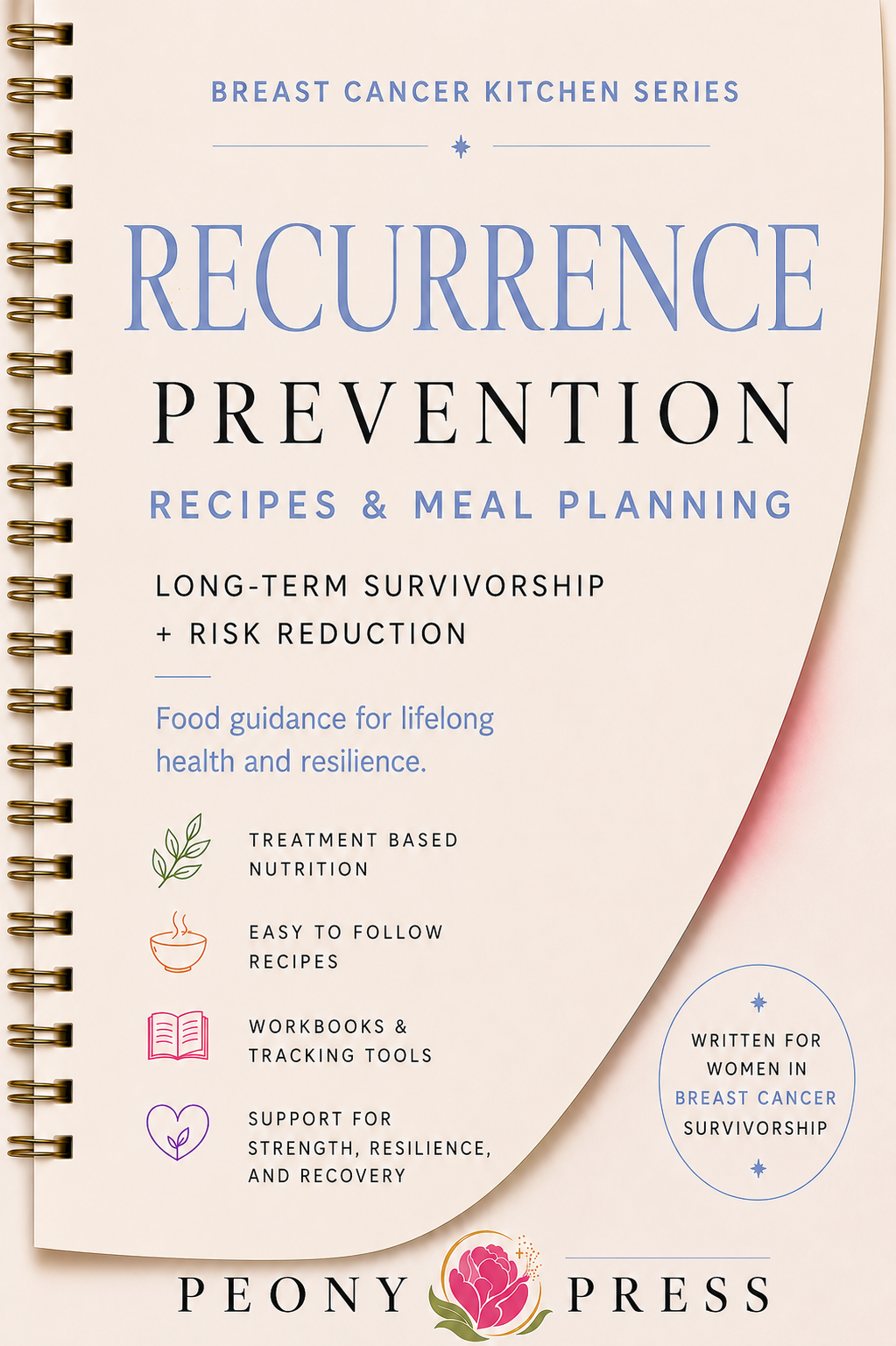 Recurrence Prevention cookbook cover in the Breast Cancer Kitchen Series